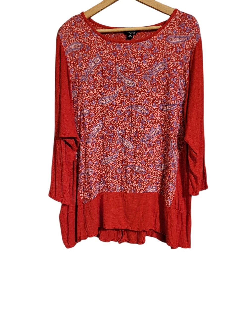 Lucky Brand Red Paisley Long Sleeve Boho Blouse